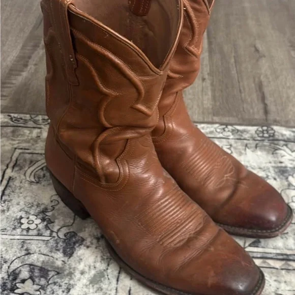 Men's Brown Leather Western Boots - Picture 1 of 5
